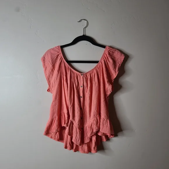 We The Free Coral Mint Julep Top Size Large - Picture 3 of 8